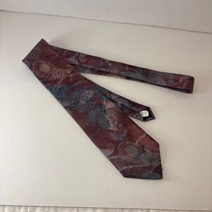 Vintage 80s Oscar De La Renta Studio Tie Brown/Maroon Paisley USA
